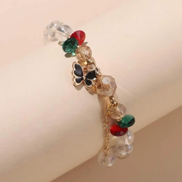 Butterfly Charm Beaded Bracelet - Picture 2 of 4